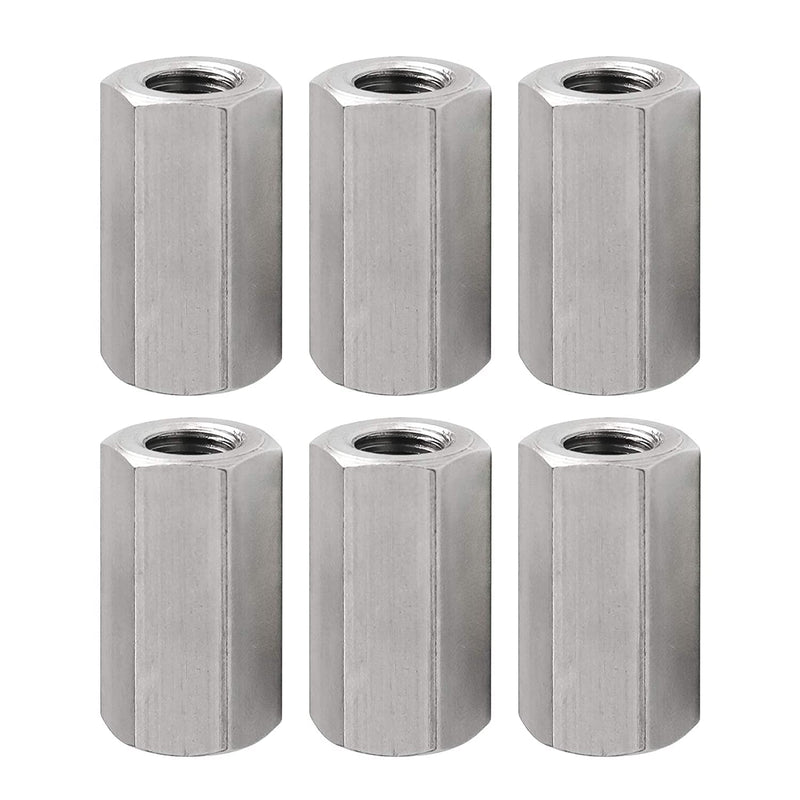 Pack of 6 M8 X 1.25-Pitch 40 mm Length Metric Hex Coupling Nut 304 Stainless Steel Rod Coupling Nuts
