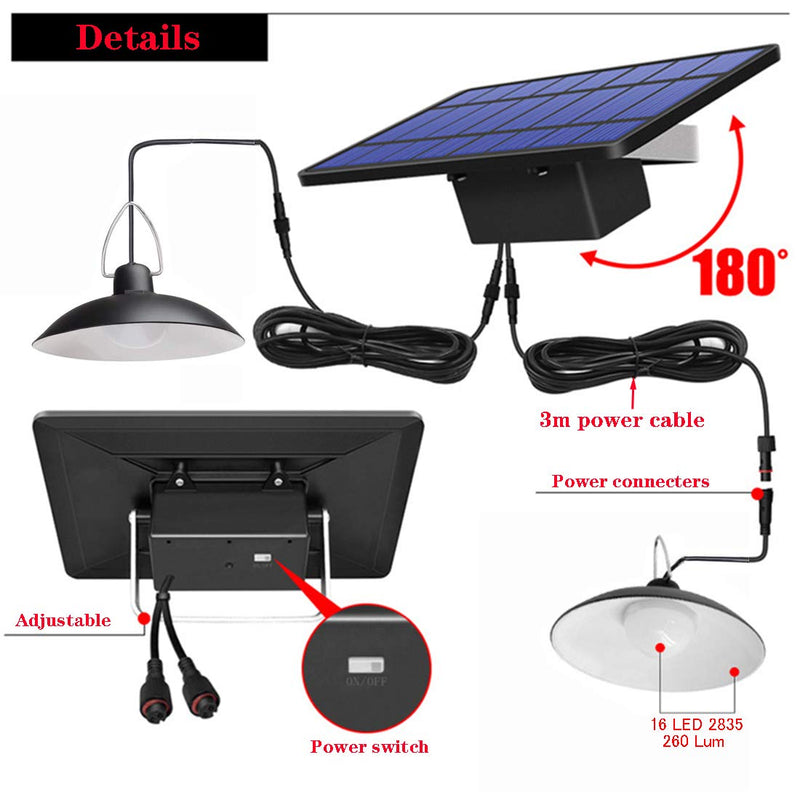 Solar Pendant Lights Upgraded Double Bulb Lights IP65 Waterproof Dusk to Dawn Auto Lamp with Remote Controller for Outdoor Shed Barn Chicken Coop Bullpen Pig Pen Stables Tents etc(Dual Lamp) Dual Lamp