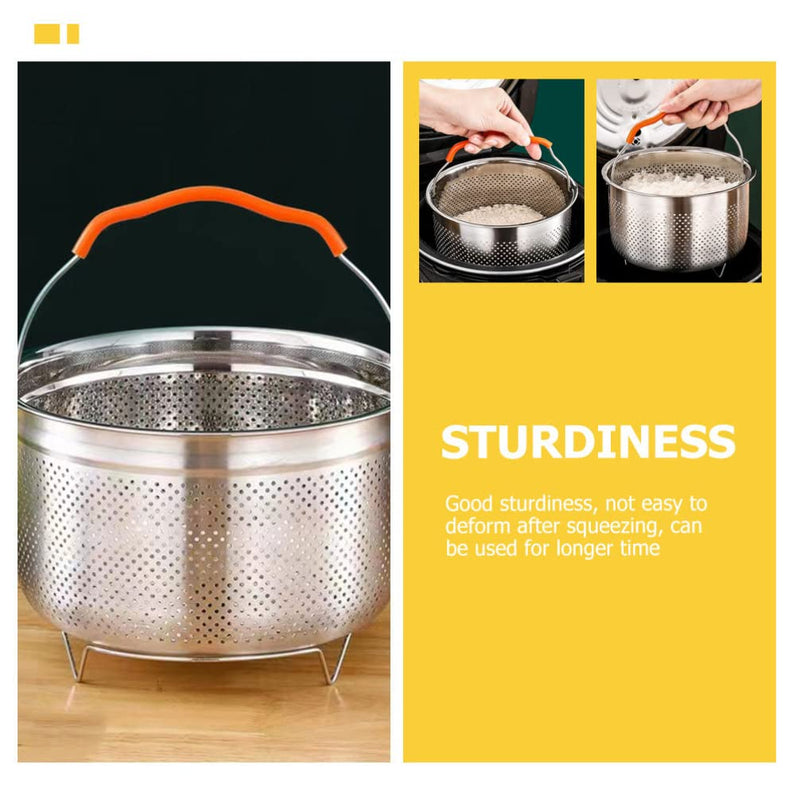 Stainless Steel Steamer Basket 8.50 Inch Steam Basket for Rice Cooker and Pot Steaming Rack for Eggs Fish Seafood Corn Potatoes Buns Home and Restaurant Use 21.6X21.6X11.8CM