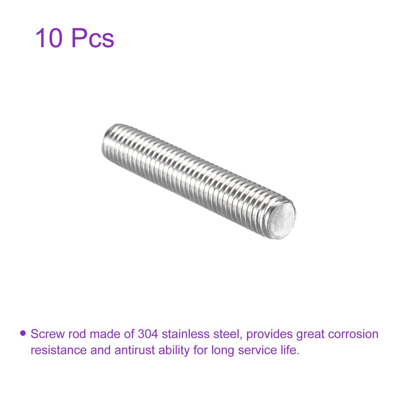 DMiotech 10 Pack M10 x 60mm Fully Threaded Rod 304 Stainless Steel Right Hand Threads Rod Bar Studs Clamps and U-Bolts