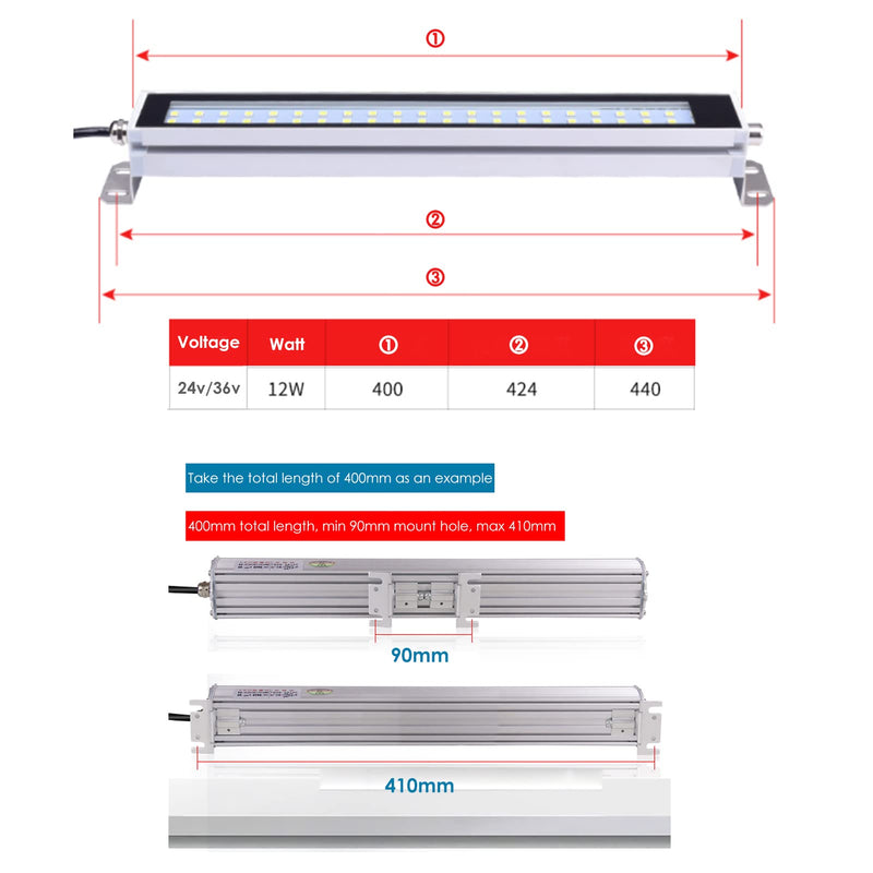 24V 12W LED Tube Light, CNC Machine Work LED Shop Lights with IP67 Explosion Proof, Aluminum Alloy Industrial Light