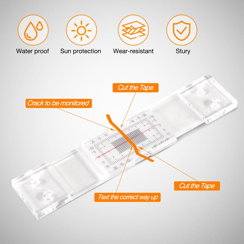 Precision Crack Monitoring Gauge with Dual-Axis Measurement - Standard & Corner Crack Detector for Walls, Concrete (5PCS) 5