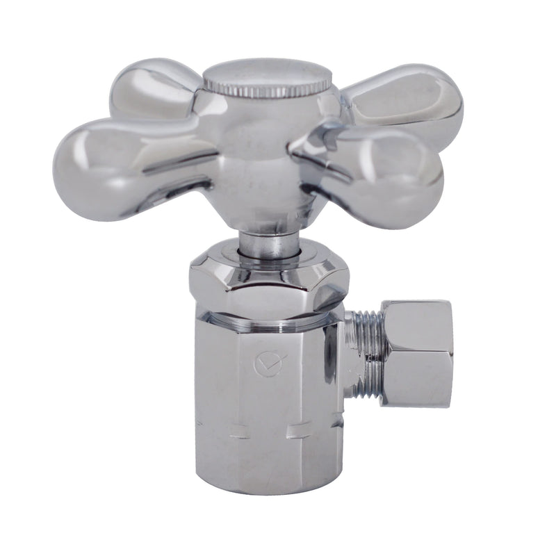 Westbrass D103K12X-26 1/2" IPS" x 3/8" OD x 12" Corrugated Riser Supply Line Kit with Cross Handle Angle Supply Shut Off Valve for Faucet and Toilet, Polished Chrome