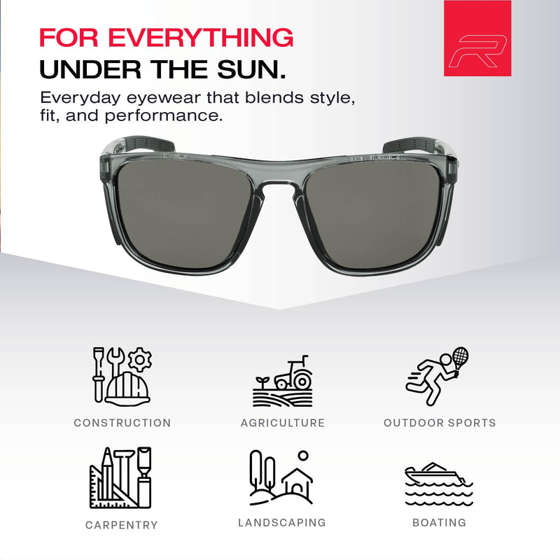 Riley Navigator X Safety Glasses – Anti-Fog, Scratch/Impact Resistant & Polarized Lenses, Lightweight Full-Frame for Work, Outdoors, & Active Lifestyles, Gray