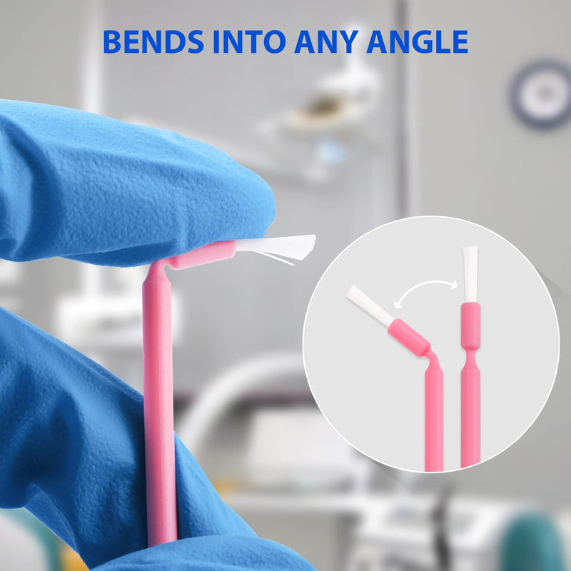 Disposable Dental Micro Applicators 400 PCS, Dental Microbrush Bendable Micro Swabs Applicator - Pink