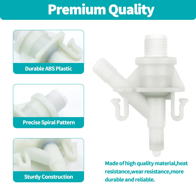 2 Pack 385311641 RV Toilet Water Valve Replacement Kit, Durable Plastic Water Valve Kit, for 300 310 320 Series for Dometic and Sealand Marine Toilet, Includes Hose Clamp and Fasteners 2