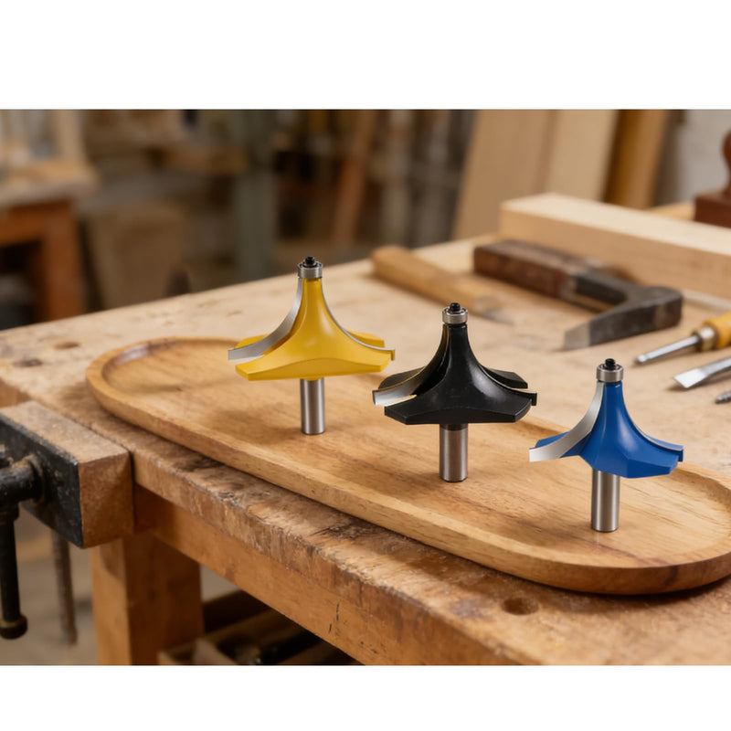 1/2 Inch Shank Roundover Router Bit, 38mm Cutting Radius, 3 Inch Diameter, Carbide Corner Rounding Edge Forming Beading Bit for Wood MDF Plywood Black-3Inch