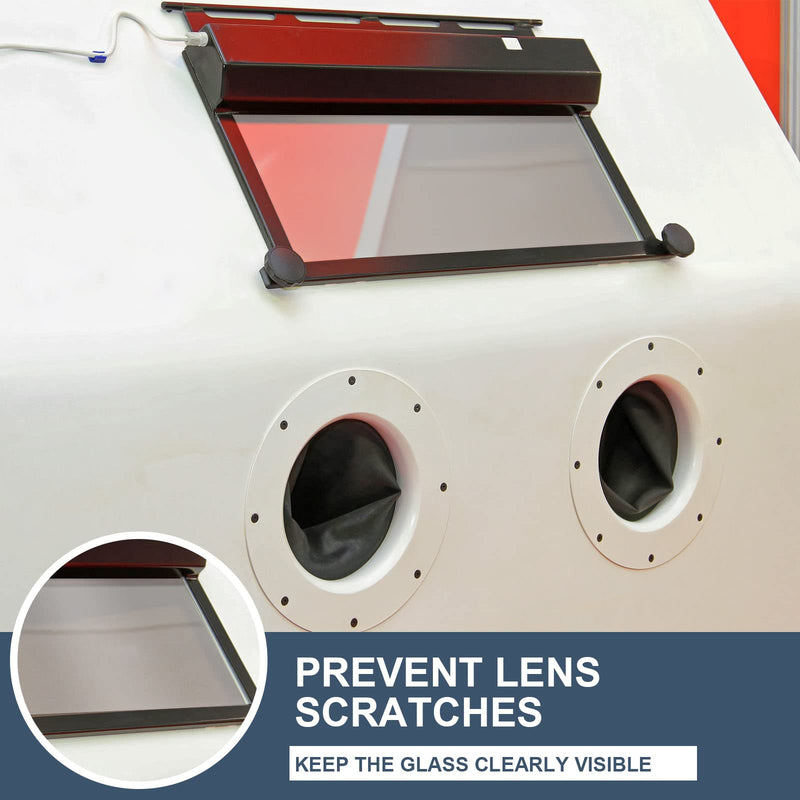 6 Pcs Abrasive Blasting Cabinet Lens Cover Polyester Film Sandblast Cabinet Inner Lens Protector Adhesive Standard Sand Blast Film for Sandblast Replacement, 23 x 11 Inch 6