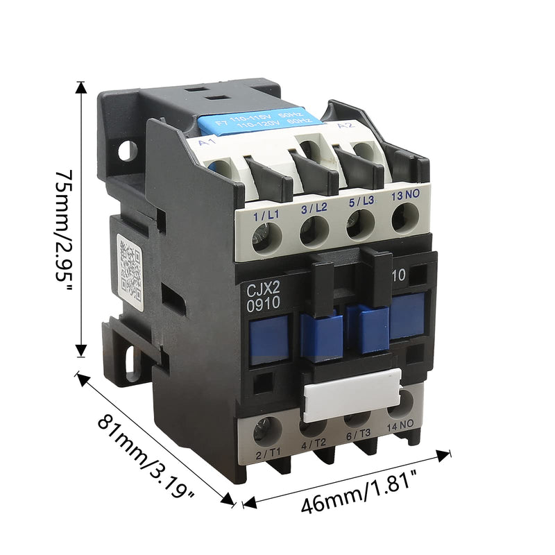 AC Contactor CJX2-0910 Coil 110V 9A 50/60Hz 3 Phase 1NO (Normally Open) Motor Contactor CJX2-0910, 110V