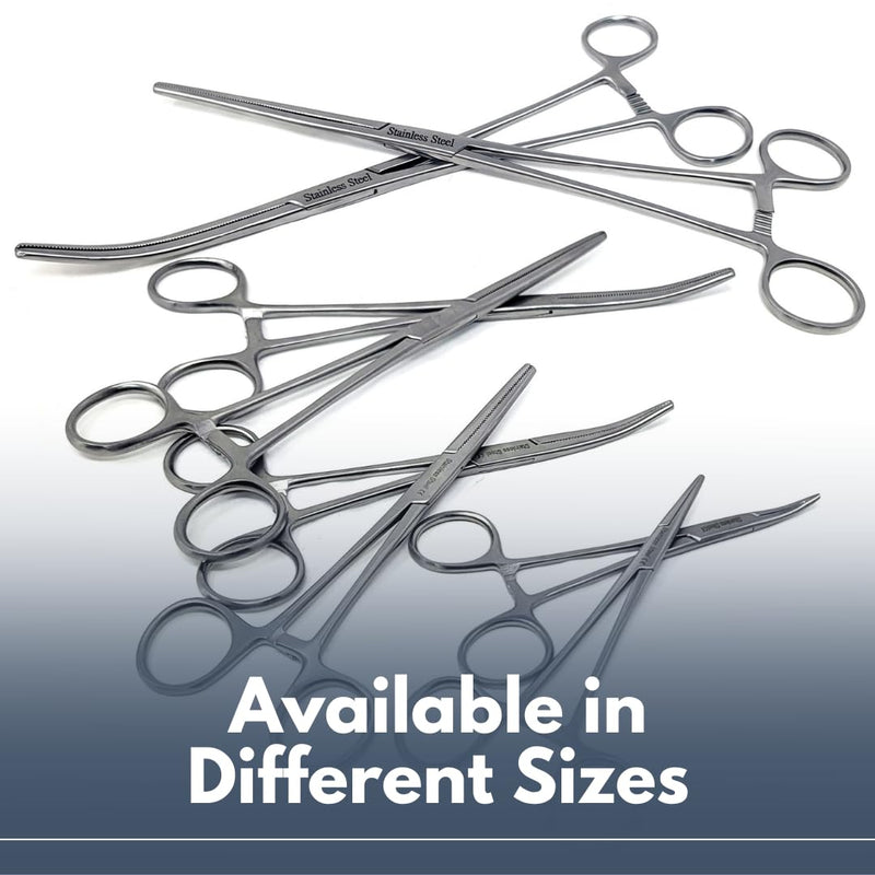 Set of 2 Premium Quality Pean Hemostat Forceps Straight & Curved Clamps Multiple Locking Positions Made of Stainless Steel with Full Serrated Jaws (12 Inch) 12 Inch