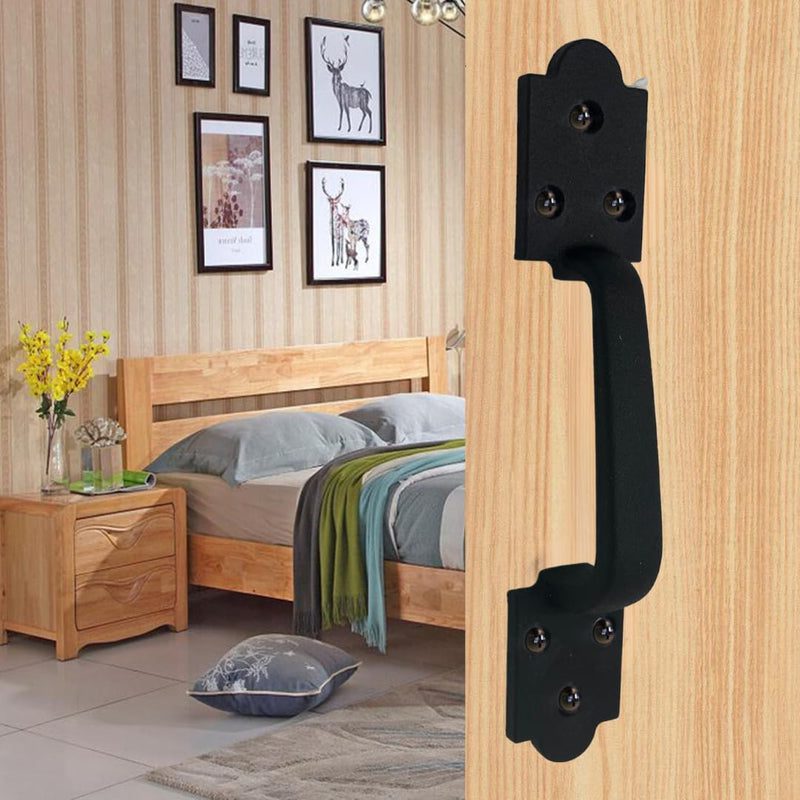 2 Pack Heavy Duty Gate Handle - Steel Pull for Barn Doors, Sheds, Outdoor Fences, Black, 8.5 Inch 9" - 2 Pack Spade