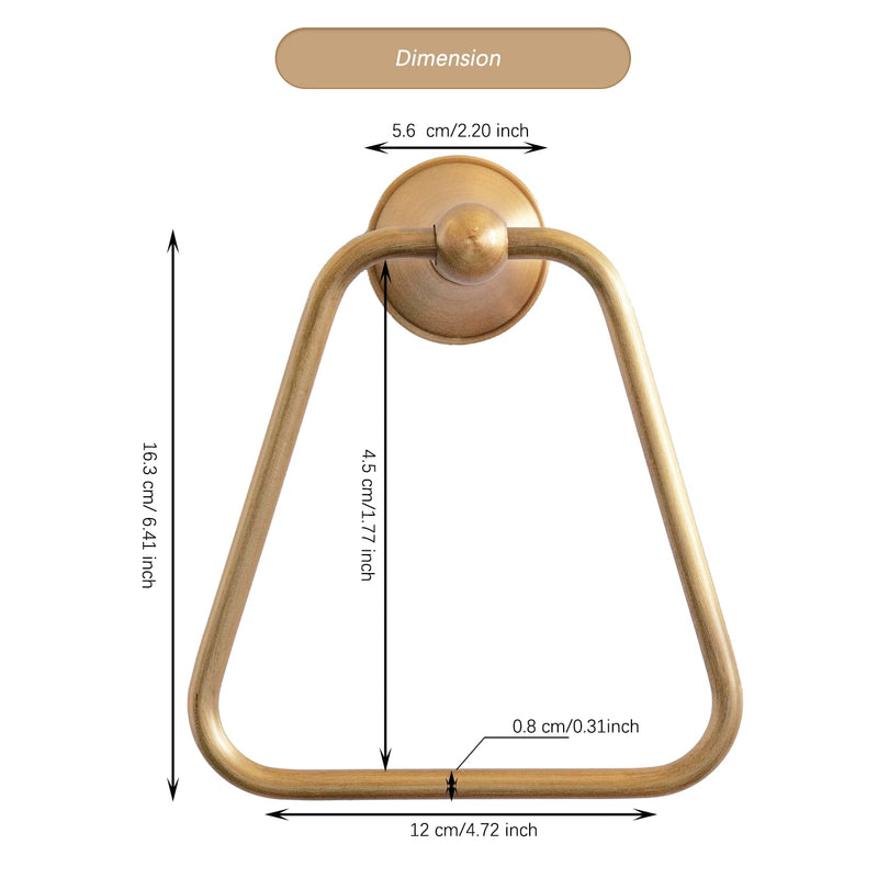 T-Shape Bath Towel Ring,Simple Design Towel Holder Hangers Wall Mount Antique Brass Hand Towel Holder for Bathroom、Kitchen Bathroom Hardware Accessories