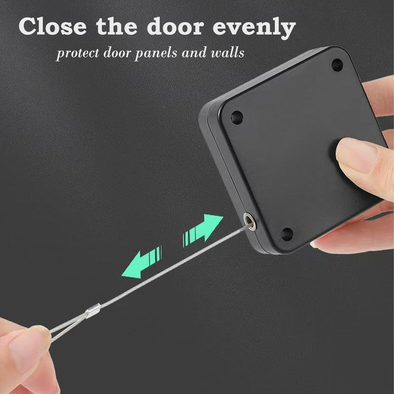 Automatic Door Closer for Home,Fits Single & Double Doors Sliding Glass, Screen,Punch-Free Install for RV,Bedroom, Study,Bathroom Black 2 Pack
