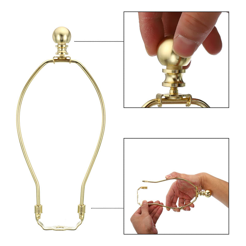 PATIKIL 9 Inch Lamp Harp Kit with Finial, 1 Set Detachable Lamp Shade Bracket Holder, DIY Lighting Accessories for Table Lamps Floor Lamps, Gold Tone