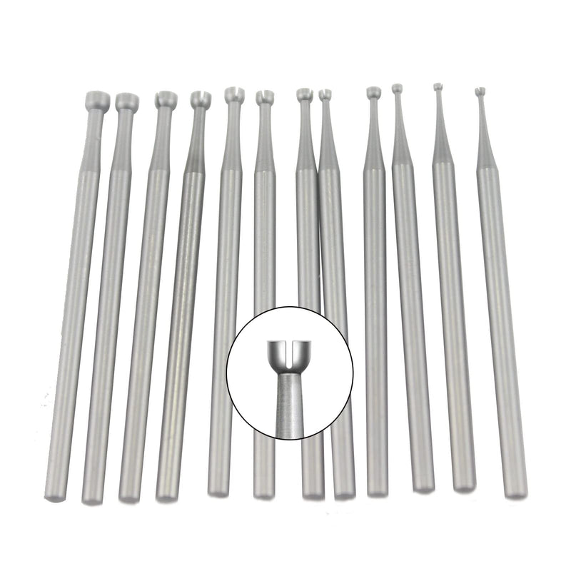 12 Pcs Open Mouth Cup Burr - 3/32'' Shank Open Mouth Cup Shape Wire Rounder Bits Jewelry Setting Lapidary Making Bits (008-025)