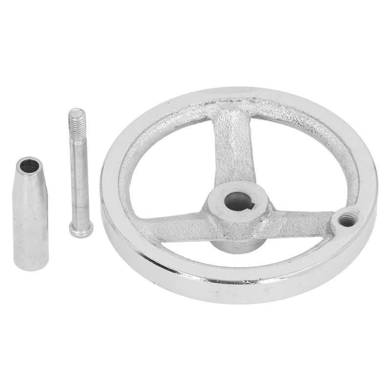 125mm Diameter 12mm ID Rotary Handwheel, Cast Iron Chrome Plated Round Hand Wheel Detachable Hand Crank Revolving Handwheel With Handle for Lathe, Milling Machine