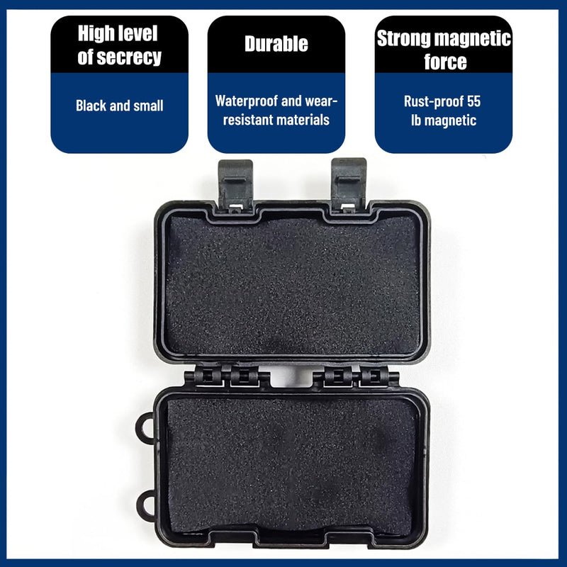 Magnetic Key Lock Box for Under Car, Waterproof Magnetic Vehicle Outdoor Key Holder Cabinet with 3 Strong Magnet, Automotive Hider Accessories for Outside Travel, Fits Most Vehicles