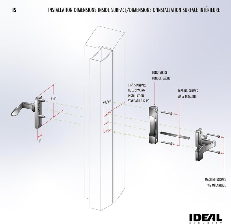 Ideal Security in-Swinging Handle Set for Storm and Screen Doors with Locking Inside Latch, Surface Mount, Swing in Screen Door Handle, White