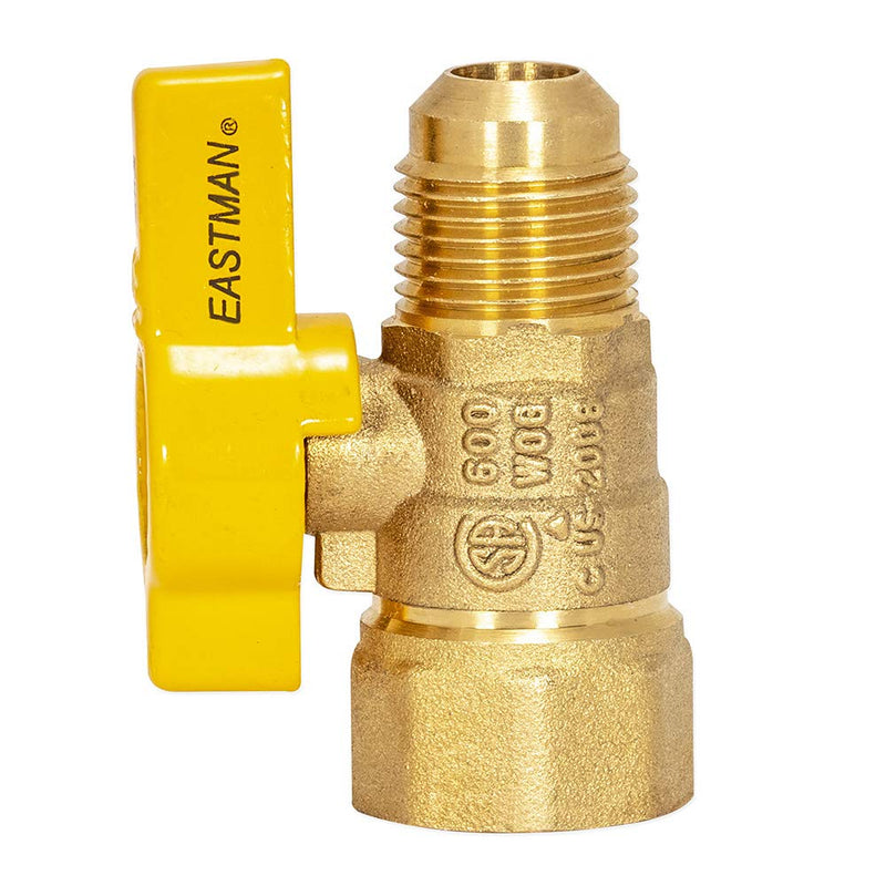 Eastman 1/2 Inch FIP x 1/2 Inch OD Flare Female Straight Gas Ball Valve with 1/4-Turn Handle, Brass Plumbing Fitting, 60003 1/2-Inch FIP x 1/2-Inch OD