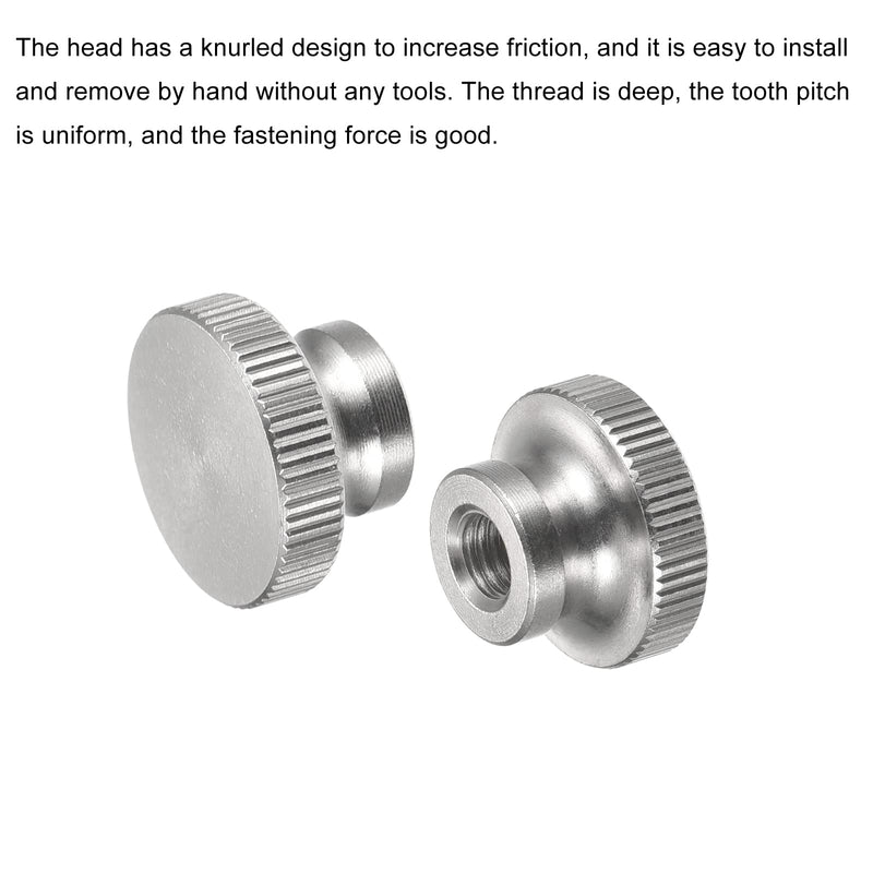 uxcell Knurled Thumb Nuts, 10pcs M5 x D16mm x H10mm 304 Stainless Steel Knurled Nut with Collar High Head Blind Hole Knurled Thumb Nuts for 3D Printer Parts M5 x 16mm x 10mm 10