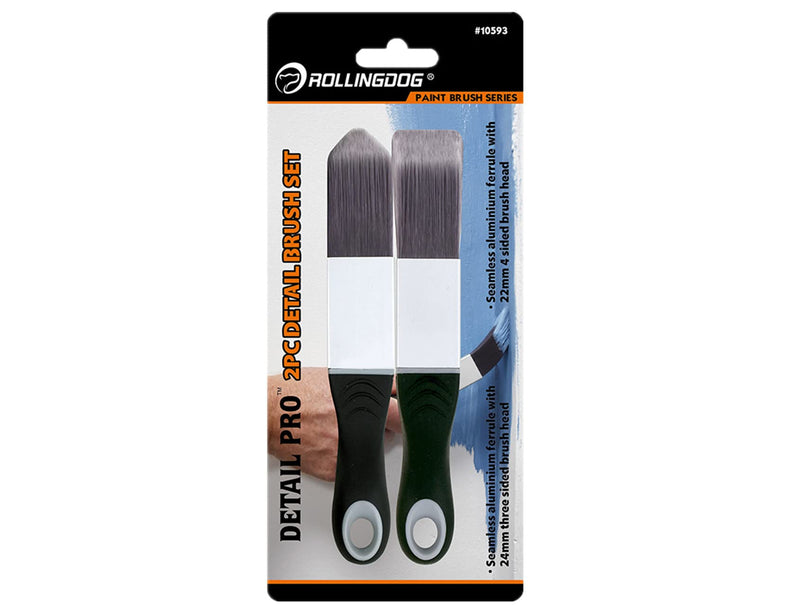 ROLLINGDOG Paint Brush for Trim - Edging Paint Brush 2PC, 1PC Triangular Brush and 1PC Square Trim Brush, Cut in, Edger, Corner, Sash Painting 2pc Detail Brush Set