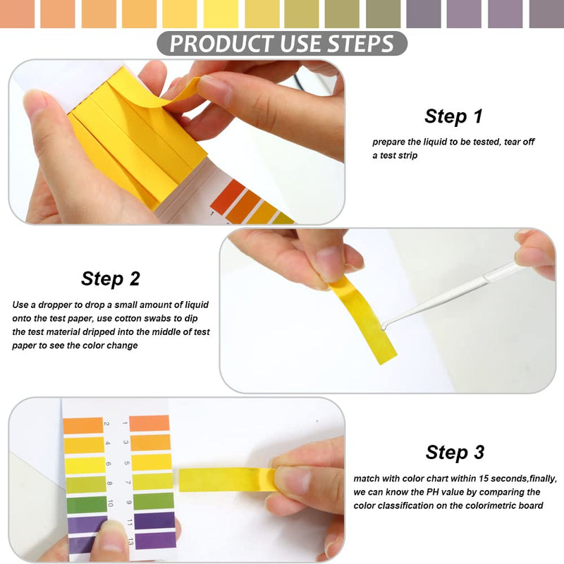 pH Test Strips, pH 1-14 Litmus Paper pH Test Strips, Universal Indicator Litmus Test Paper, Acid Alkali Test Paper, pH Test Strips for Water, Soil, Cosmetic (10) 10