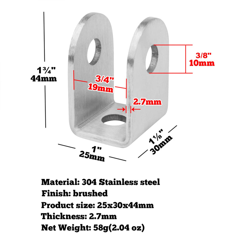 GBGS 10 Pcs U Bracket for 3/4" Panels,Bracket Stamped 304 Stainless Steel
