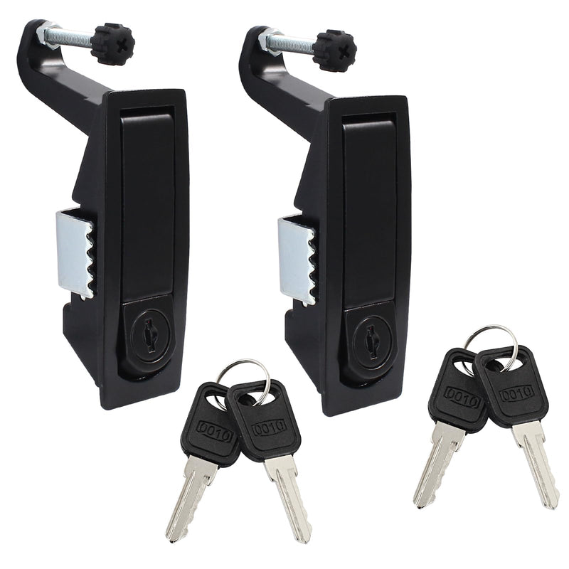 2 Pcs Compression Latch Lock, Zinc Alloy Trigger Latch Lock Adjustable Lever Hand Operated Compression Latch with Raised Trigger, with Keys(Black) Black