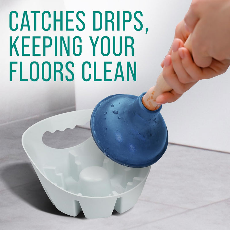 Maplefield Plunger Tray - Universal Toilet Plunger Tray Made for Toilet and Sink Plungers - Easy to Clean - White Toilet Plunger Holder Drip Tray - Pack of 1 Plunger Drip Tray