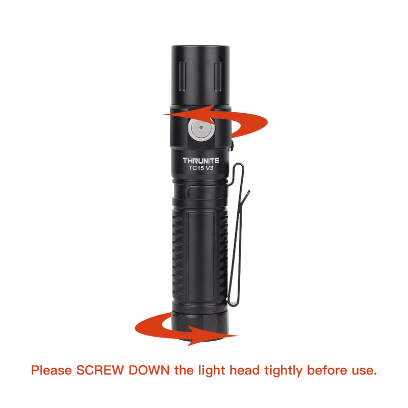 ThruNite TC15 V3 2403 High Lumen Flashlight, USB C Rechargeable LED Handheld Flashlights, Ultra-Bright XHP 35.2 LED, Indoor/Outdoor (Camping, Security and Emergency Use) Cool White - Black CW TC15 V3 Black CW