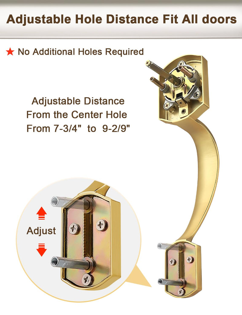 Camelot Brushed Gold Front Door Handle and Deadbolt Set, Front Door Lock Set, Satin Brass Finish, Upgated Entry Door Handle with Accent Wave Door Lever with Reversible Handle Lever, 1 Pack Gold - Deadbolt Set2