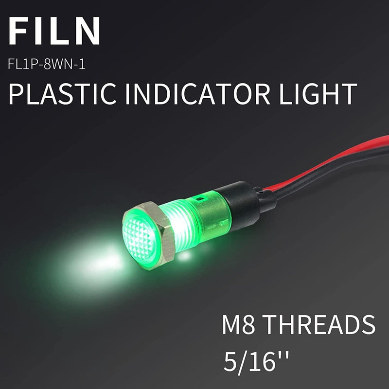 10 Pcs 8MM(5/16'') Indicator Light 12V Power LED Indicator Light Metal Panel Lights Pilot 12V 24V Red Pilot lamp with Signal Light (10PCS Red) 12V-24V