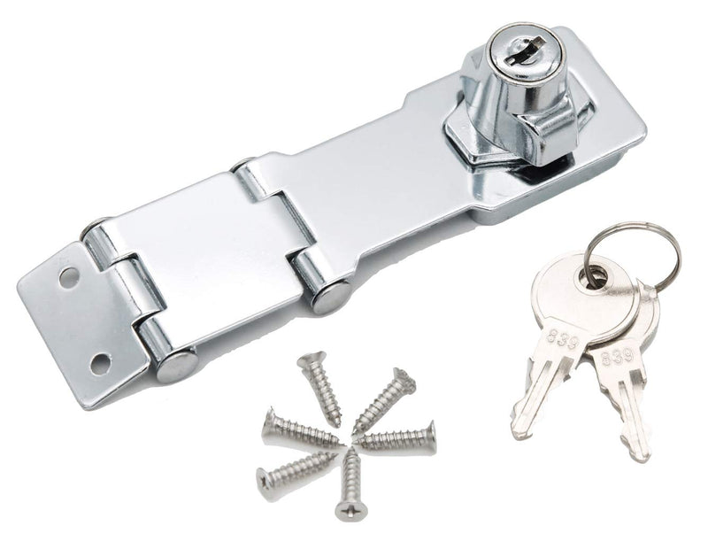 WANLIAN Heavy Duty Concealed Safety Hasp Lock, 2PCS Double Hinge Keyed, Flexible Link, Stainless Steel & Zinc Alloy, Indoor & Outdoor Use