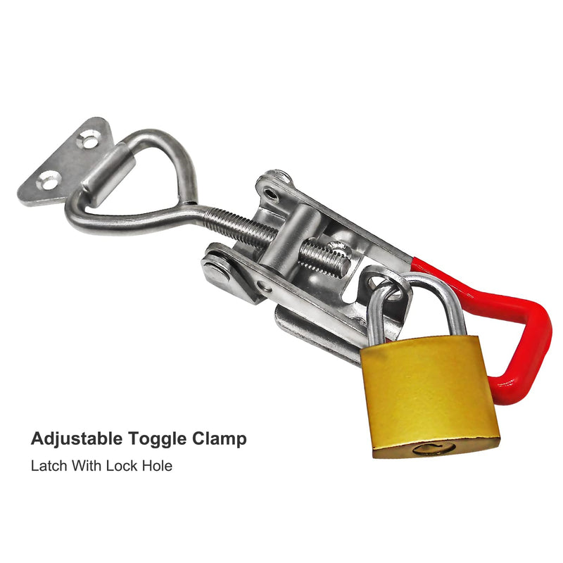 4003 Toggle Latch Clamp, 304 Stainless Steel Adjustable Toggle Latches With Lock Hole, 1320Lbs Holding Capacity Heavy Duty Toggle Clamp for Smoker Lid Jig, ToolBox Case, 2pack 4003-2pcs(304 Stainless Steel)