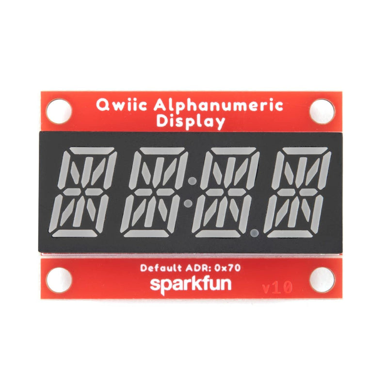 SparkFun Qwiic Alphanumeric Display - Green - 14-Segment Alphanumeric Display No Soldering Required 128 Patterns Maximum Display Segment Numbers 2X Wall mounting Points