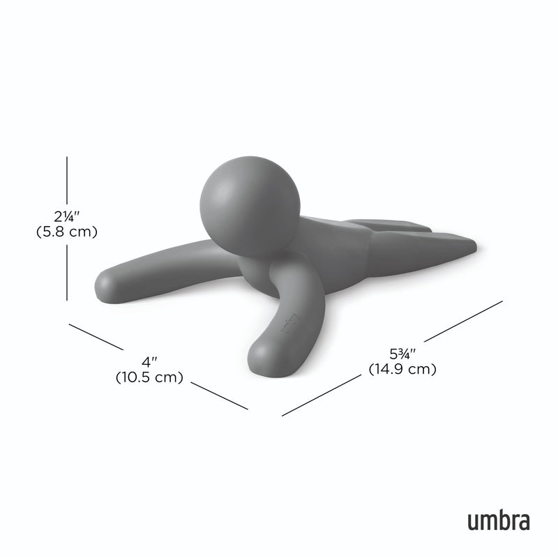 Umbra Buddy Door Stop, Heavy-Duty and Flexible, Soft-Touch Finish, Protects Your Floors, Grey Dark Gray 1 Pack