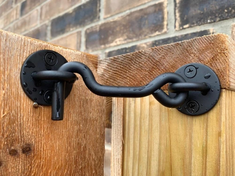(5 Pack) Raswik 4" Privacy Hook and Eye Latch Easy Gate Lock for Sling Barn Screen Door, Black 5