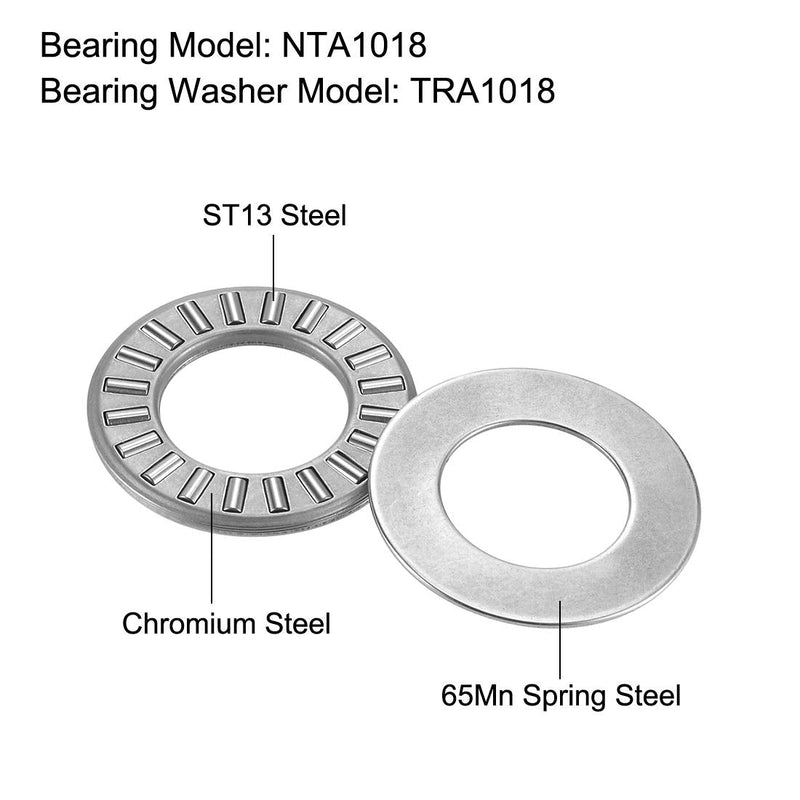 uxcell NTA1018 Thrust Needle Roller Bearings with Washers 5/8" Bore 1-1/8" OD 5/64" Width 2pcs 5/8"x1-1/8"x5/64"