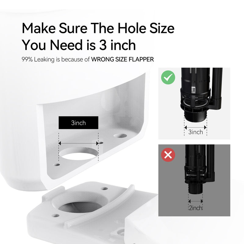 R&T A2422M 3-Inch Dual Flush Valve with Push Button Dual Flush Toilet Repair Kit Toilet Tank Parts Replacement for 2-piece Toilet Fit 3 INCH Hole Size Toilet