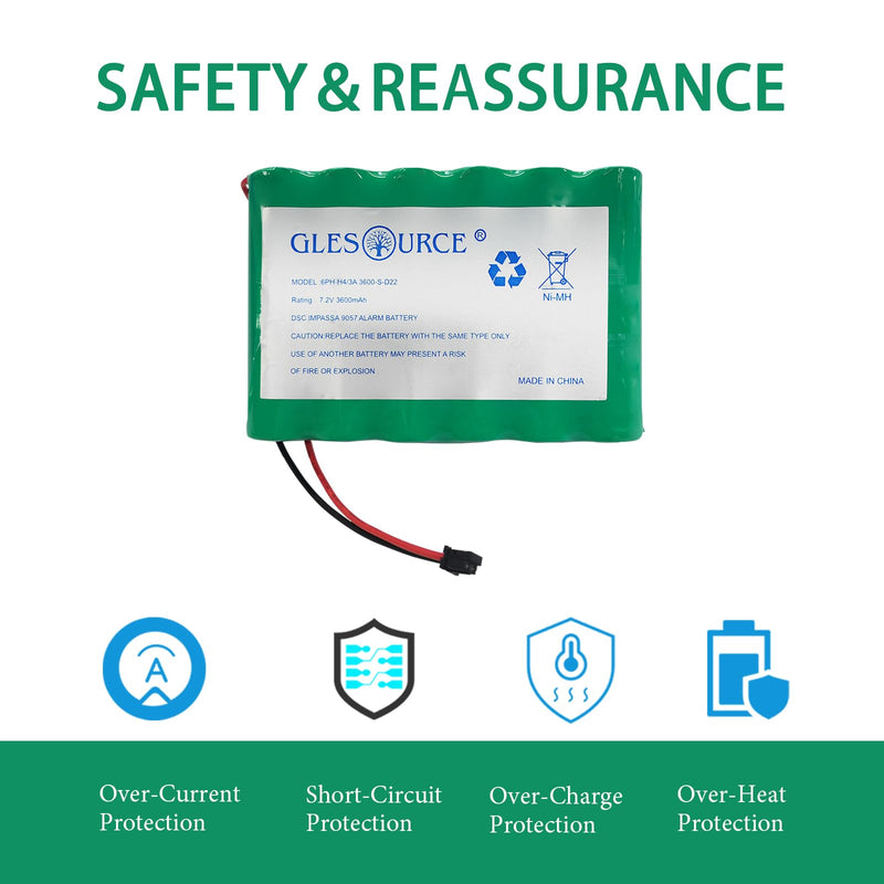 XUNTU Upgraded 6PH-H-4/3A3600-S-D22 7.2V Battery Compatible with DSC IMPASSA 9057, Adt Alarm, SCW9055 SCW9057 SCW9057G-433 BH7236-SS Home Security System Alarm Control Panel (1 Pack) 1 PCS 7.2V 3600mAh battery