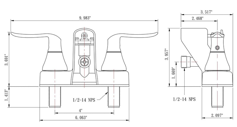 Dura Faucet DF-SA110LH-MB RV Tub, Shower Faucet Valve Diverter with Winged Levers (Matte Black) Matte Black