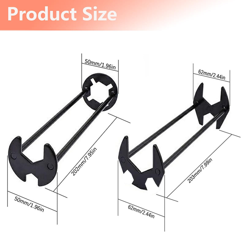 2 Pcs Four-jaw Hex Wrench, Basin Wrench Set, 7 Sizes Carbon Steel Multifunctional Sink Wrench, Tight Spaces Maintenance Installation Removal Faucet Tools, for Kitchen Bathroom Most Screws & Threads