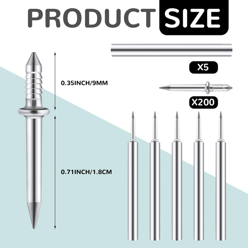 500 Pieces Double-Head Skirting Thread Seamless Nail Double Headed Nails Non Marking 2 Sided Nails Invisible Special Hidden Nails with 5 Installation Barrels for Skirting