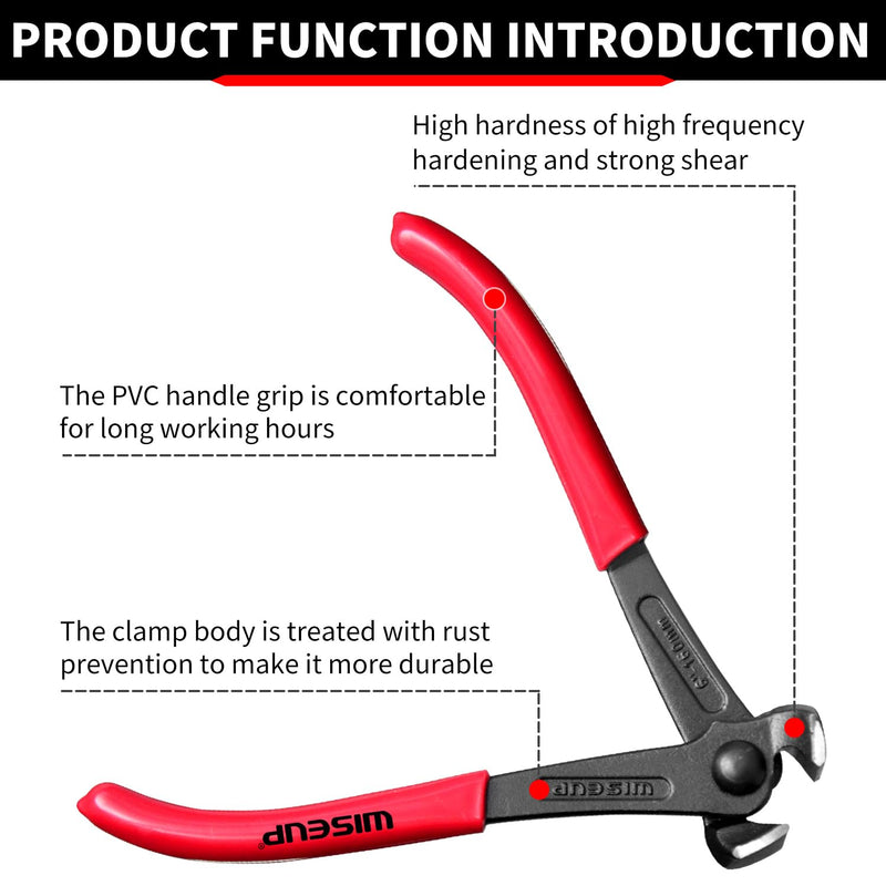 WISEUP Nail Puller, 6-inch Black Finish Chrome Vanadium Steel Carpenter's Pliers,End Cutting Pliers, for Staple Remover Tool or Flooring Installation Tools (6 inch) 6 inch