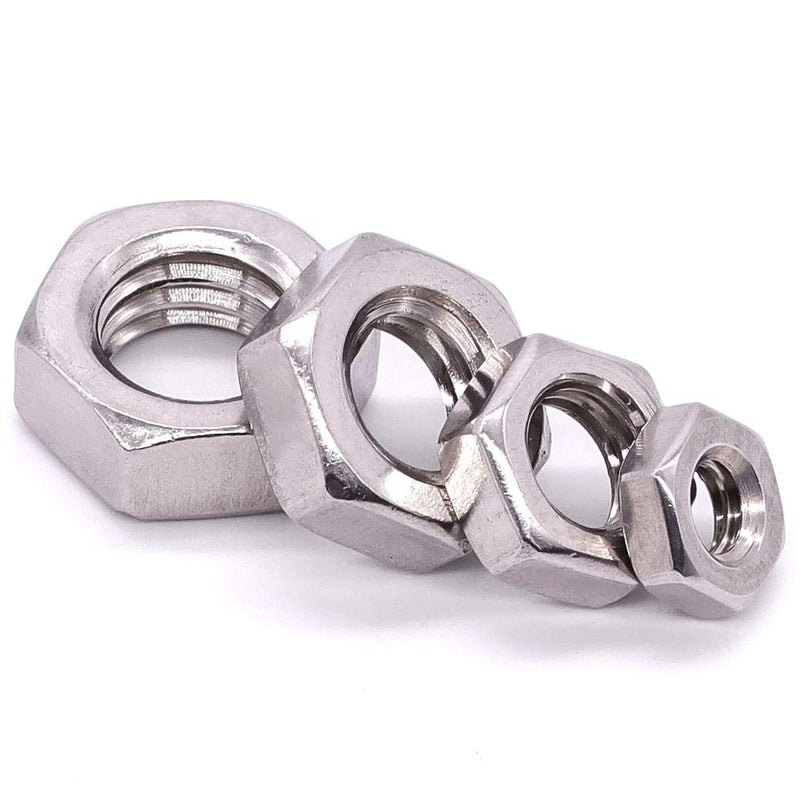 1/4-20 UNC Stainless Steel Thin Hex Nuts Hexagon Jam Nuts, 304 Stainless Steel 18-8, Full Thread, Coarse Thread, 50 PCS 1/4"-20
