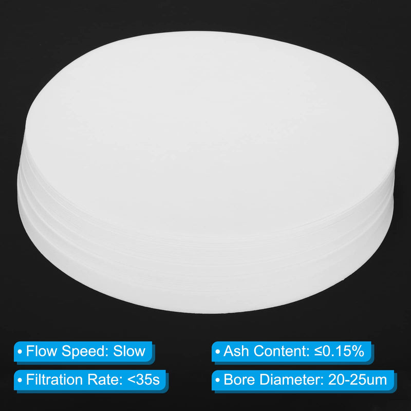 PATIKIL 100Pcs 18cm Quantitative Filter Paper Circles, Slow Speed Round Laboratory Filter Paper Chemical Industrial Oil Testing Funnel Filter Paper