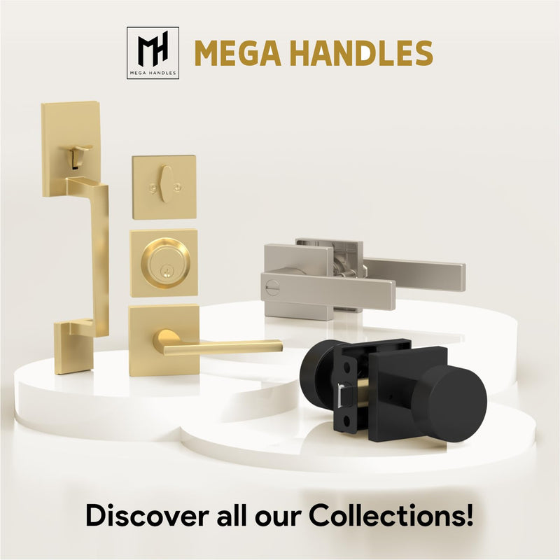 Mega Handles Ronn Privacy Lever & Lock Door Handle Set for Hallway, Closet and Bathroom, Keyless Lock, Heavy Duty Door Levers, Fits All Standard Door Sizes, Screws Included - Matte Black (1 Pack) 1 Pack