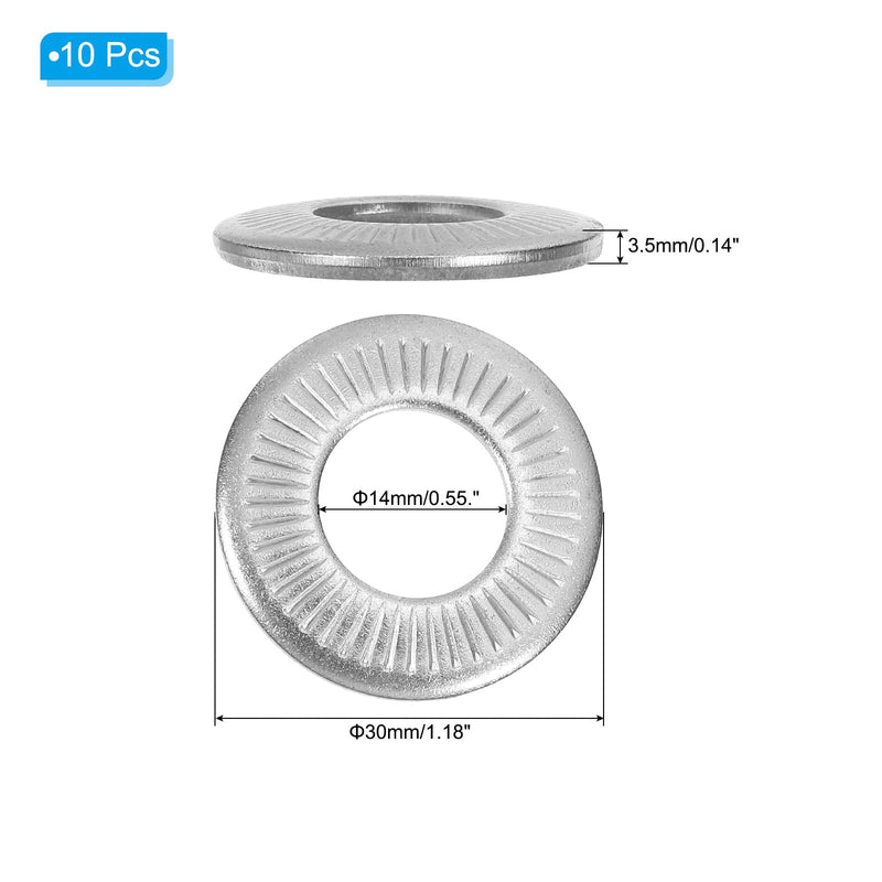 PATIKIL 304 Stainless Steel Flat Washers, 10 Pack M14x30mm Belleville Spring Disc Washer Conical Knurled Metric Gasket for Automotive Industrial Construction - NewNest Australia