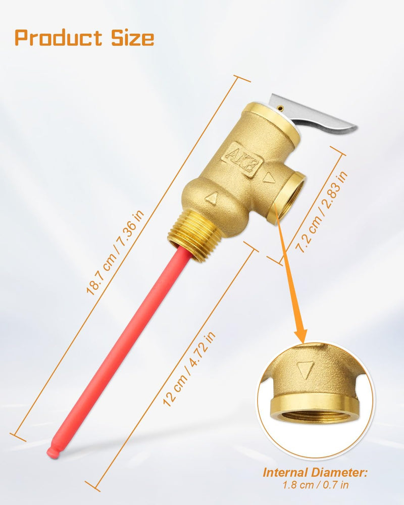 𝗨𝗽𝗴𝗿𝗮𝗱𝗲𝗱 91604 1/2 Inch Relief Valve, Temperature and Pressure Relief Valve Replace for Camco 10423, RV Electric Water Heaters Valve with 4.5" Epoxy-Coated Probe 150PSI 1/2" NPT Connection