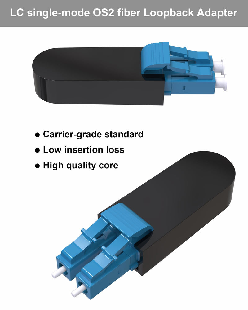 5 Pack Single Mode LC/UPC Fiber Optic Loopback Adapter Test Plug, OS2 9/125 Standard Duplex LC Connector for Network Troubleshooting SingleMode 5